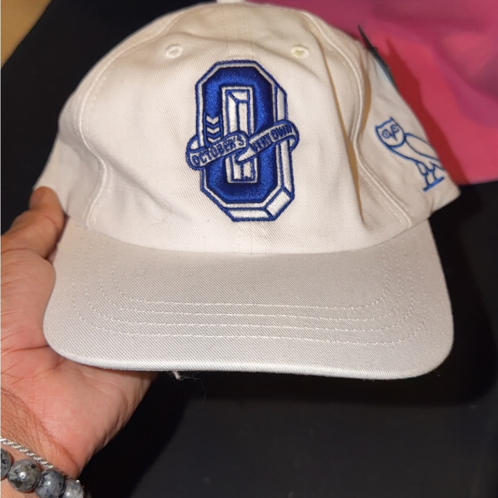 Drake OVO White Cap with Blue Embroidery